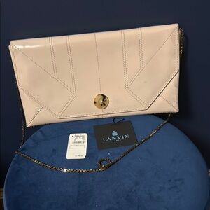 Lanvin Cream Envelope Clutch with Quilted Design